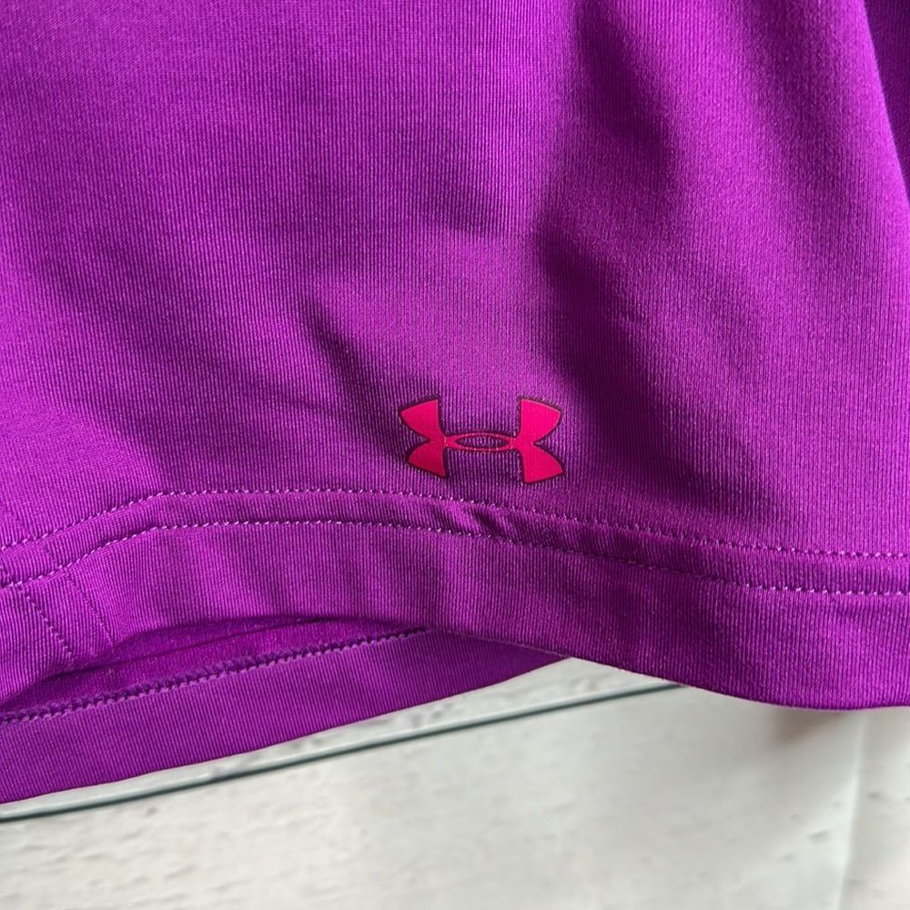 Under Armour UA Womens Top Shirt Size Medium Purple Cold Gear Long Sleeve Hooded - Picture 4 of 12